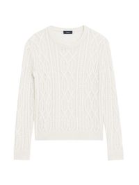 Women's Linen-Blend Cable-Knit Sweater - Bone - Size Large