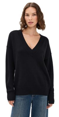 Good American Knit Deep V Knit Sweater Black001 S