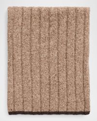 Men's Cashmere Donegal Tipped Rib Knit Scarf