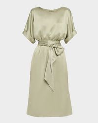 Caren Belted Silk Midi Dress