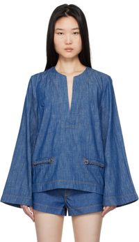 ZIMMERMANN Blue Wylie Denim Tunic Blouse