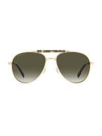 Men's 56MM Aviator Sunglasses - Gold Green