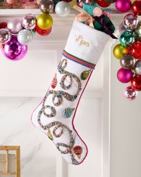 Merriment Beaded Christmas Stocking, Personalized