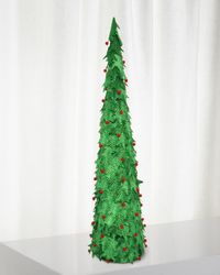 48" Velvet Holly Tree Christmas Decoration