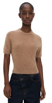 White & Warren Brushed Cashmere Tee Caramel L