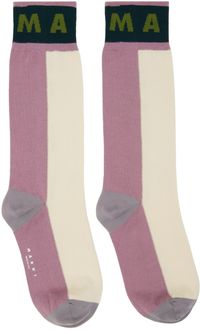 Marni Off-White & Purple Colour-Block Cotton Socks
