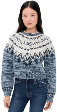 Z Supply North Sea Fair Isle Cardigan Blue Velvet Heather XL