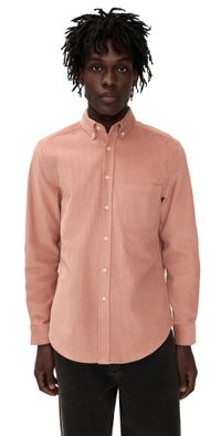 Portuguese Flannel Lobo 2.0 Corduroy Button Down Shirt Old Rose XS