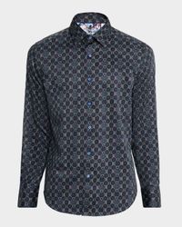 Men's Bramston Medallion Satin Button-Down Shirt