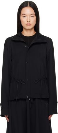 Y-3 Blouson noir en sergé à capuche