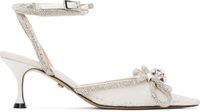 MACH & MACH White Lace Double Bow Kitten Heels