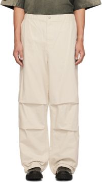 Maison MIHARA YASUHIRO Pantalon parachute beige en tissu antidéchirures