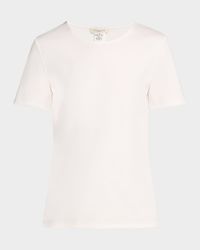 Ribbed Crewneck Cotton T-Shirt