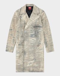 Men's Distressed Prince of Wales Topcoat