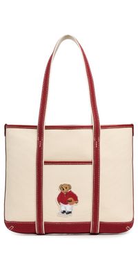 Polo Ralph Lauren Basketball Bear Small Shopper Tote Ecru/Radish One Size
