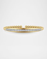 14K White and Yellow Gold Bujukan and Diamond Split Bangle Bracelet