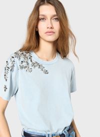Gerard Darel - Tee-shirt bijou en coton - Taille 4 - Bleu