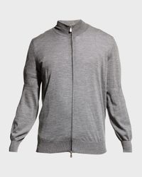Men's Fine-Gauge Wool/Cashmere Zip Cardigan