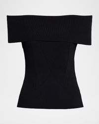 Off-The-Shoulder Short-Sleeve Rib Top