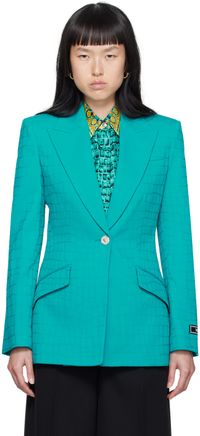 Versace Blue Jacquard Blazer
