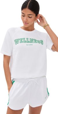 Sporty & Rich Wellness Ivy Flocked Short Sleeve Crewneck Sweatshirt White/Verde M
