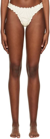 softandwet Culotte de bikini blanc cassé à bords ondulés exclusive à SSENSE