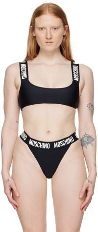Moschino Black Scoop Neck Bikini Top