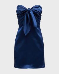 Orion Strapless Tie-Front Satin Mini Dress