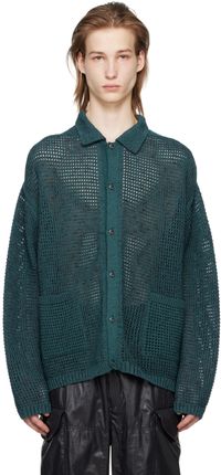 YOKE Green Spread Collar Cardigan