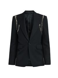 Men's Embroidered Harness Wool Jacket - Black - Size 44
