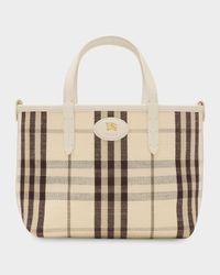 Mini Reversible Check & Leather Tote Bag