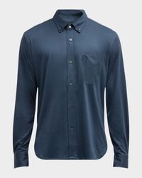 Men's Silk-Cotton Casual Button-Down Shirt