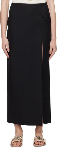 Valentino Black Floral Maxi Skirt