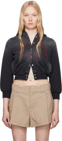 alexanderwang.t Black Shrunken Cotton Terry Cardigan