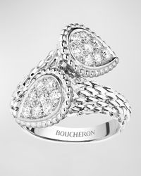 Serpent Boheme 18k White Gold Diamond Bypass Ring, EU 52 / US 6