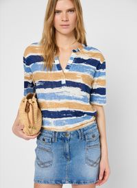 Gerard Darel - Tee-shirt droit en coton imprimé - Taille 4 - Bleu