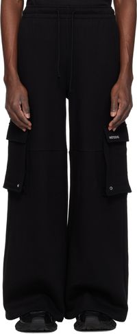We11done Pantalon de survêtement noir à poches cargo