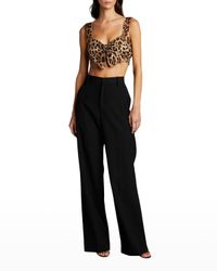 Leopard-Print Bra Crop Top w/ Tie Front