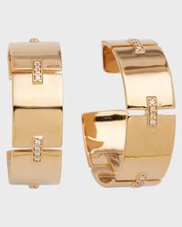 14K Gold Flawless Tag Link Vanity Hoop Earrings, 25mm