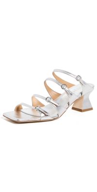 AEYDE Eanna Laminated Nappa Leather Silver Sandals Silver 40