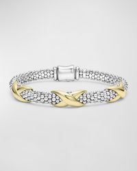 Embrace Three Station X 18K Caviar Bracelet, 6mm