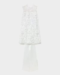 Embellished Tulle Satin Bow Mini Dress