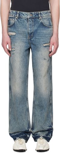Represent Blue R3 Distressed Baggy Denim Jeans