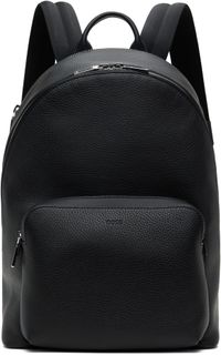 BOSS Black Grained Leather Smart Sleeve Backpack