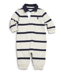 Baby's Striped Coverall - Grey - Size Newborn