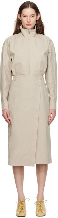 LOW CLASSIC Beige Wrap Midi Dress