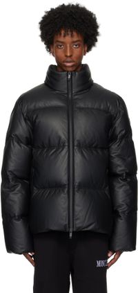 Moncler Black Ligont Leather Down Jacket
