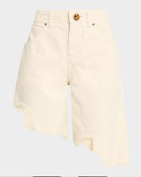 Manta Asymmetric Raw-Edge Shorts