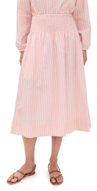 Clare V. Zoe Skirt Peony/Tan Cotton/Linen Stripe L
