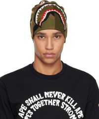BAPE Bonnet 1st vert en tricot à requin emblématique